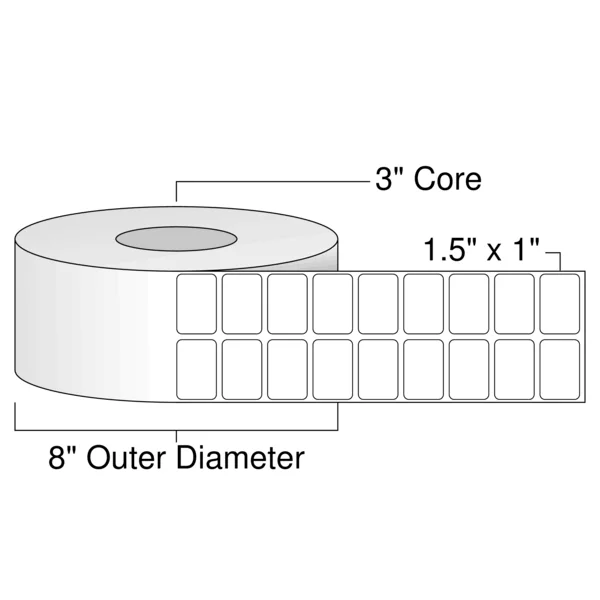 1.5x22 x 1x22 Thermal TRANSFER Labels - 1 Roll, 3x22 Core RL2955TT