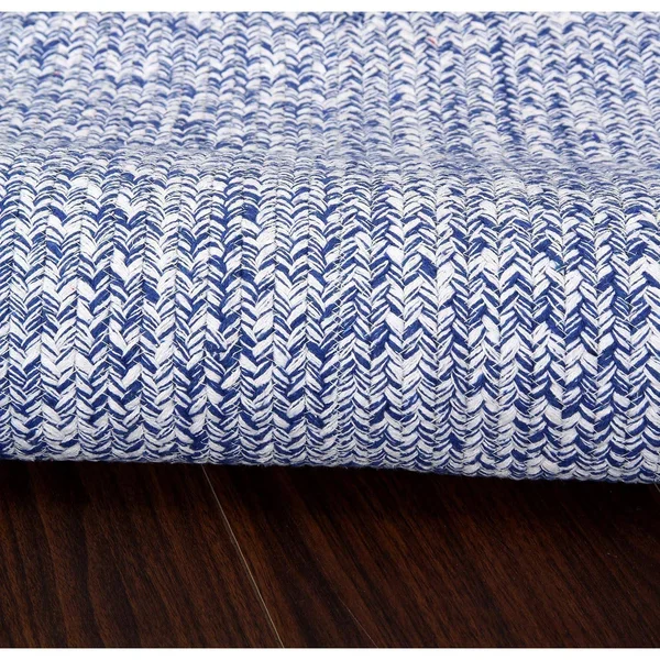 Farmhouse Cotton Hand Made Braided Area Rug - Blue, 2' x 6'