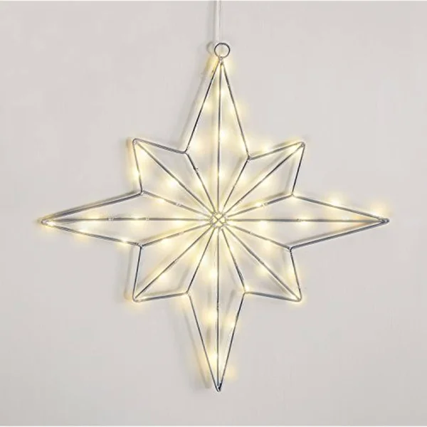 Lamplust Pre-Lit Lighted LED Star Indoor/Outdoor Use Timer Option Warm White Lights 16 inch - for Christmas Tree Window and Wall