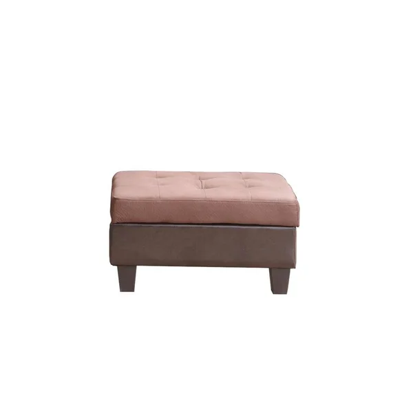 Nathaniel Home Bonded Chocolate Leather and Champion Ottoman, Brown