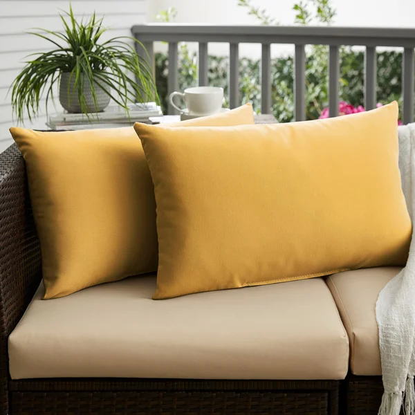 Sloane Butter Yellow Indoor/ Outdoor Knife Edge Pillow Set - 16 in x 26 in