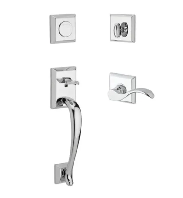 Baldwin Fdnapxcurrtsr049 Reserve Full Dummy Handleset Napa x Curve with Traditional Square Rose in Matte Brass & Black Finis