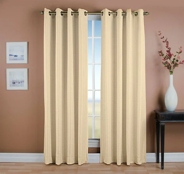 Ricardo Trading Grasscloth Grommet Patio Thermal Blackout Single Curtain PANEL; Linen