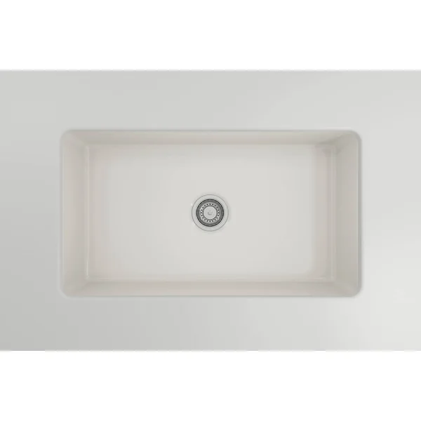 BOCCHI Sotto 32x22 Single Bowl Undermount Fireclay Kitchen Sink Biscuit