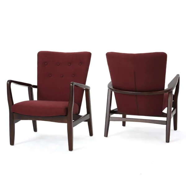 Suffolk Fabric Arm Chair, Set of 2, Deep Red