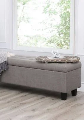 Abbyson Collins Tufted Storage Ottoman - Grey