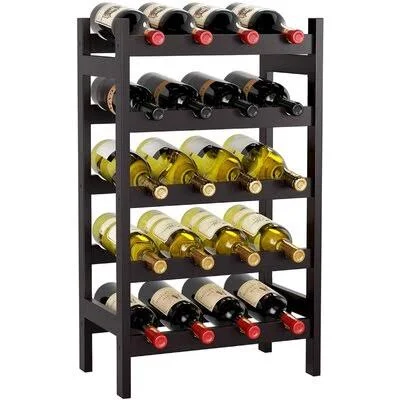 Bamboo Wine Rack - Floor Wine Storage Rack, 20 Bottles Holder, Freestanding Display Rack for Kitchen, Pantry, cellar Prep & S
