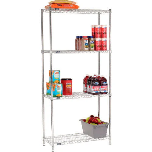 Nexel Chrome Wire Shelving Starter - 42x22W x 14x22DX 74x22H 14427C