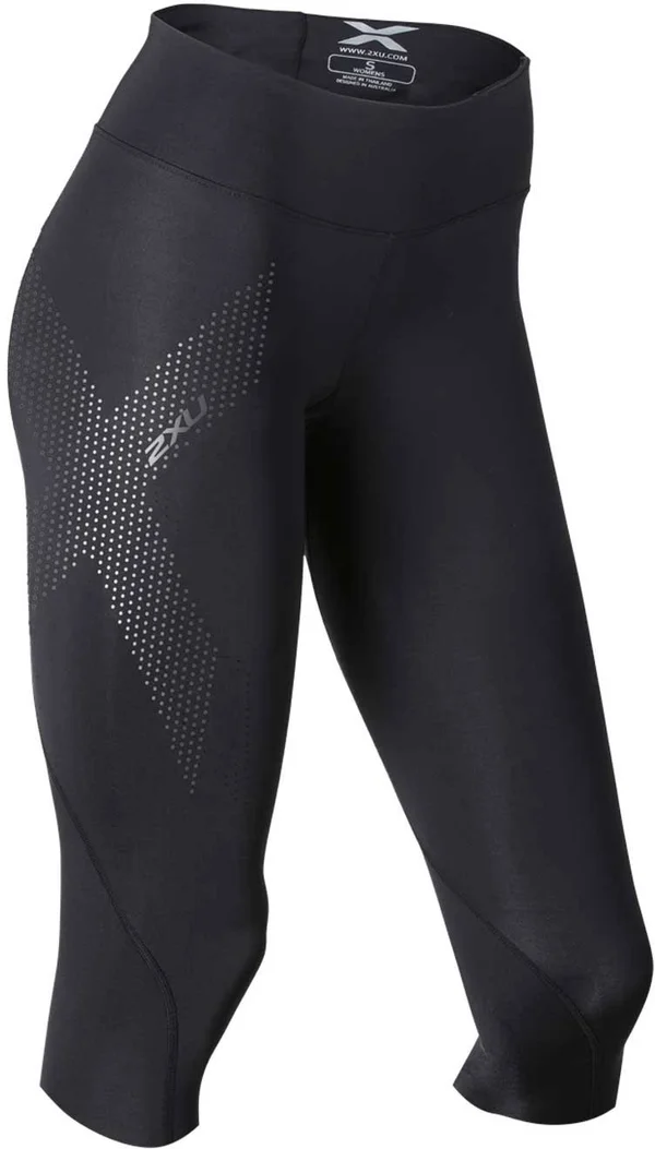 2XU Women's Mid-Rise Compression 3/4 Tights - WA2865b-BLK/DRF-MT