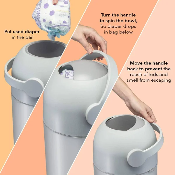 Lil’ Jumbl Odor Locking Diaper Pail - Child-Proof Diaper Trash Can, Modern Sleek Design, Easy to Use & Clean, No Special Bag