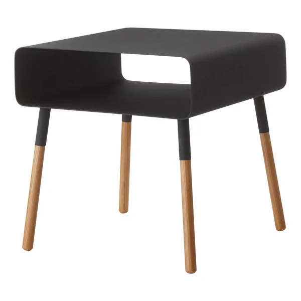 Yamazaki Home Plain Side Table with Storage Shelf - Black