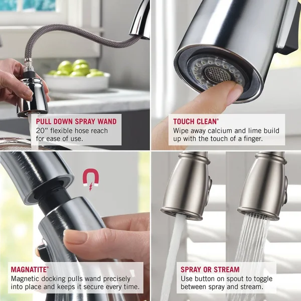 Delta 16970 SSSD DST Single Handle Pull Down Kitchen Faucet with Soap