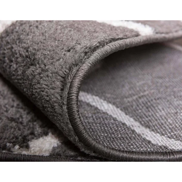 6&x9& Rounded Trellis Frieze Rug Dark Gray/Ivory - Unique Loom