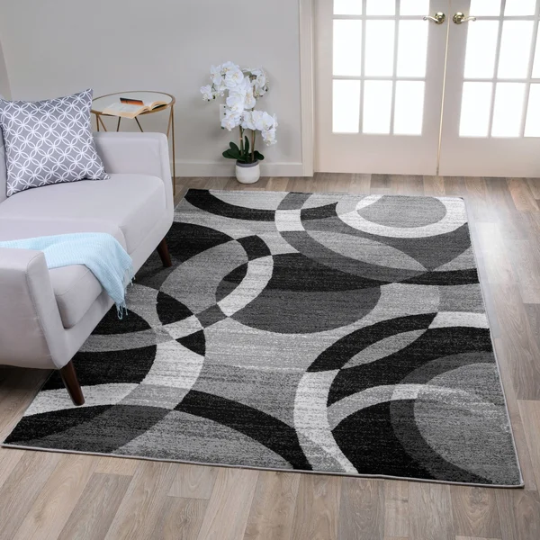 World Rug Gallery Contemporary Modern Circles Area Rug, Multi