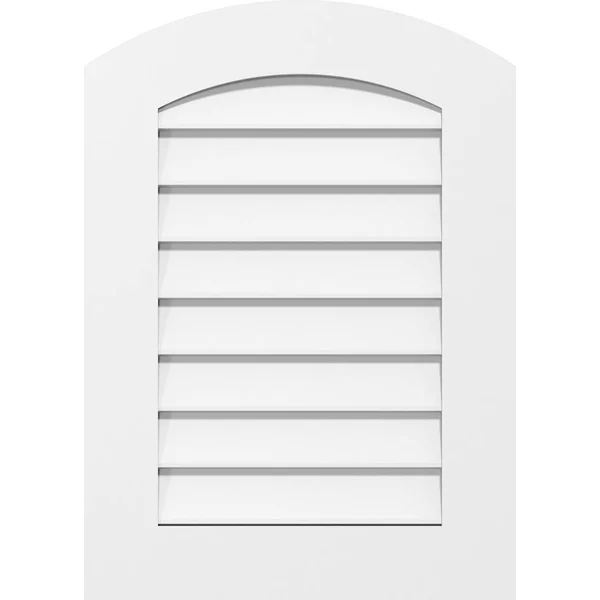 Ekena Millwork GVPAR18X2201SN 18x22W x 22x22H Arch Top Surface Mount PVC Gable Vent: Non-Functional - w/ 3-1/2x22W x 1x22P Standa