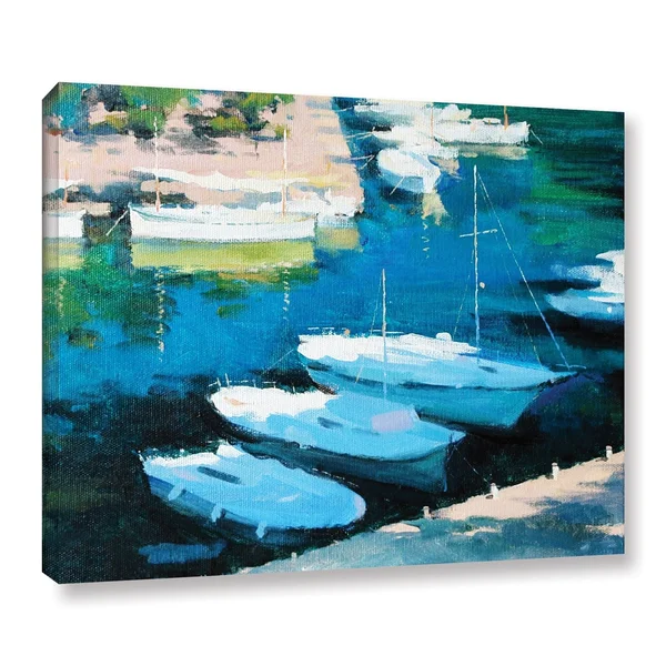 ArtWall Alex Hook Krioutchkov 'Marina 16' Gallery Wrapped Canvas - Blue - 24x36 4-Piece Staggered Set