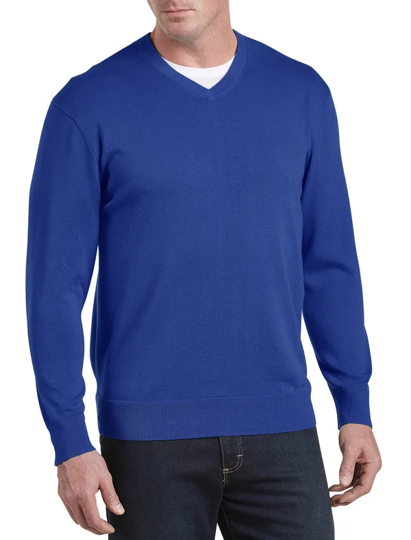 Big & Tall Harbor Bay V-Neck Pullover - Sodalite Blue - Size 6XT - Men's