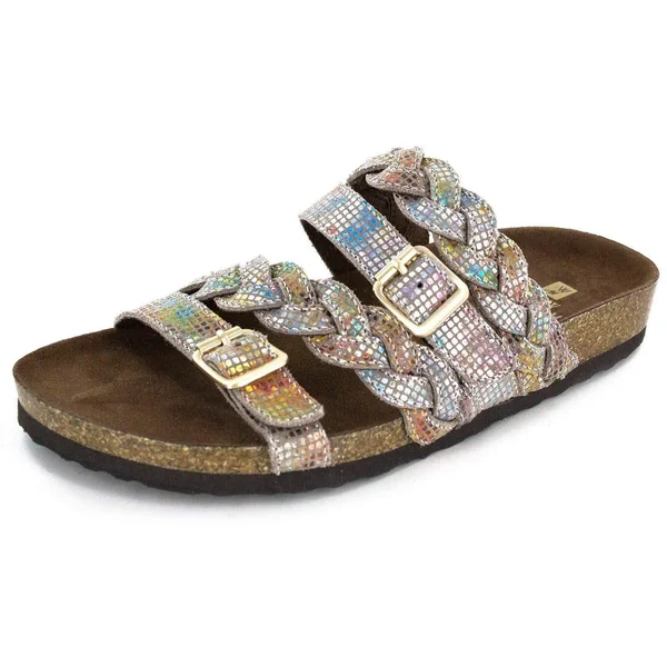 White Mountain Women's Holland Slide - Light Blue Leather