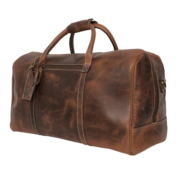 Handmade Leather Carry on Bag - Airplane Underseat Travel Duffel Bags