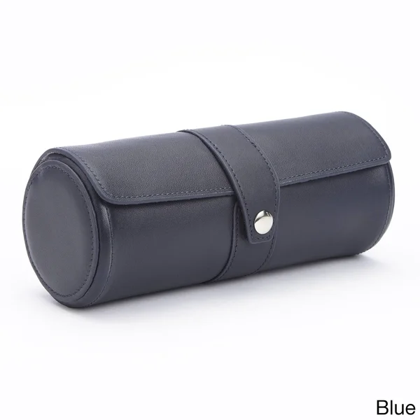 Royce Suede Lined Luxury Travel Watch Roll - Blue