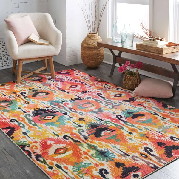 Mohawk Prismatic Hip Ikat Multi 5& x 8& Area Rug