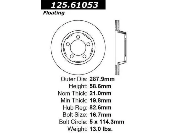 Centric Premium High Carbon Alloy Brake Rotor 125.61053