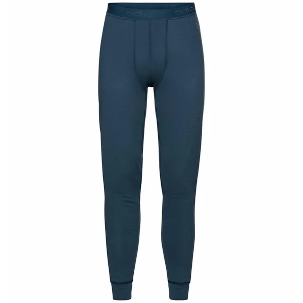 Odlo Men's Natural 100% Merino Warm Base Layer Pants - L, Blue Wing Teal