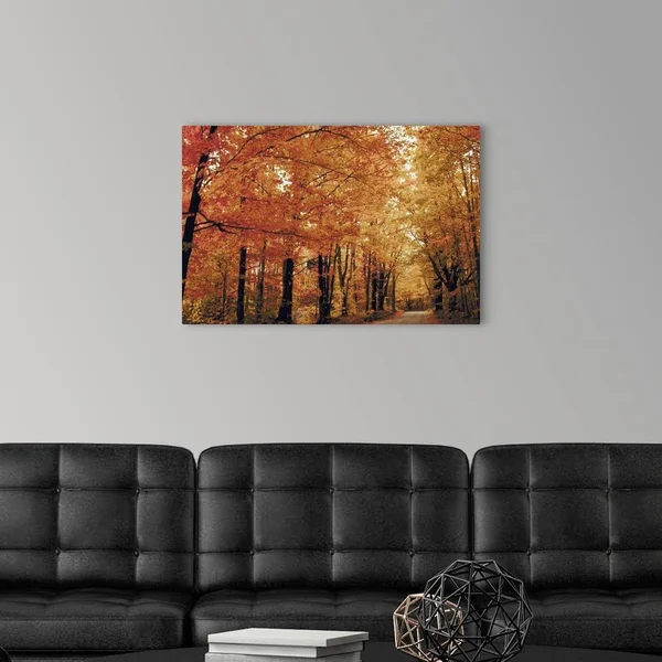 Footpath Through Autumn Forest - Large Solid-Faced Canvas Wall Art Print, Great Big Canvas