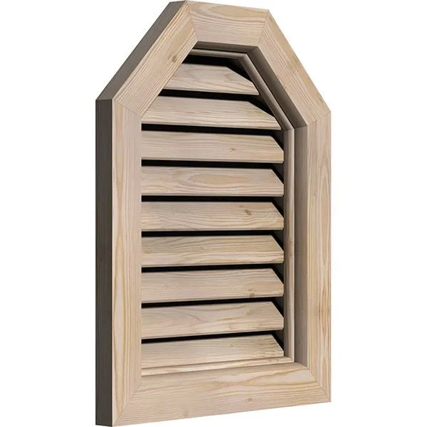 Ekena Millwork GVWOT30X2600SFPPI 30x22W x 26x22H Octagonal Top Gable Vent (35x22W x 31x22H Frame Size): Primed - Functional, Smoo