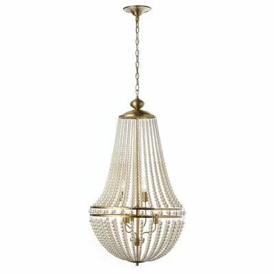 Renita 6-Light Unique, Statement Empire Chandelier House of Hampton Finish: Aged Brass, Shade Color: Pearls