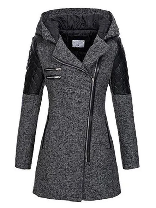 Women's Warm Asymmetric Design Hooded Coat Dark Gray - 4XL