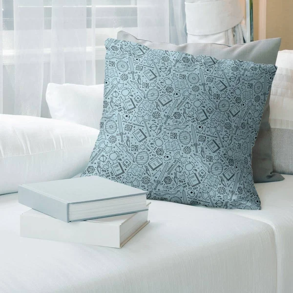 Black Accent Classic RPG Pattern Throw Pillow - 26 x 26 - Blue & Black - Faux Suede