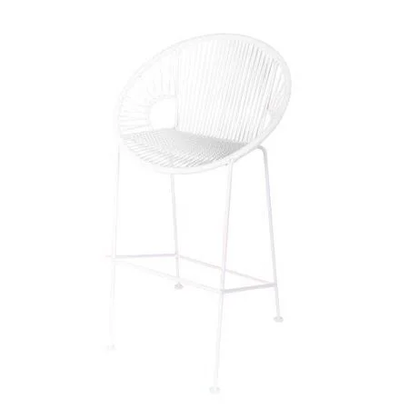 Brayden Studio Cobblestone 31x22 Patio Bar Stool Base Finish: White, Upholstery: White