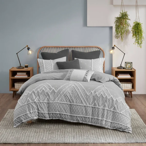 INK+IVY Marta 3 Piece Flax and Cotton Blended Full/Queen Comforter Set in Blush