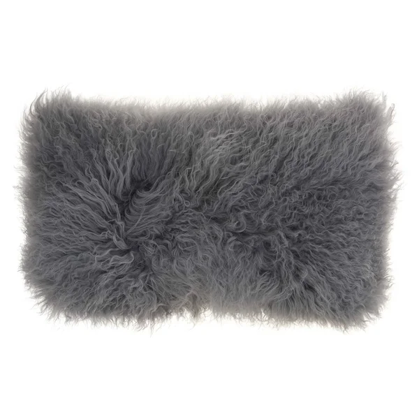 Mina Victory Couture Fur Tibetan Sheepskin Silver/Grey Throw Pillow