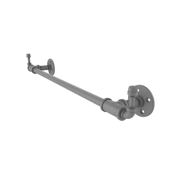 Allied Brass P-250-18-TBHK-GYM 18 in. Pipeline Collection Towel Bar with Integrated Hooks Matte Gray