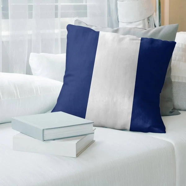 New York New York Big Football Stripes Pillow-Faux Suede - 20 x 20 - Square - Zipper Closure - Large - Removable Cover - Accent