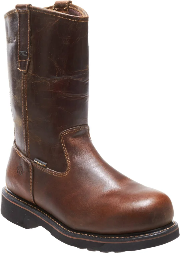 Wolverine Men's Brek Wellington Durashocks Waterproof Steel Toe Work Boots, Brown