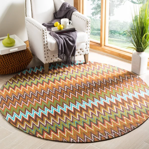 Safavieh Cedar Brook CDR145B 5& Round Teal - Red Rug