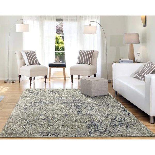 Dynamic Rugs Quartz 27039 7&10x22 x 10&10x22 Light Beige, Blue Rug