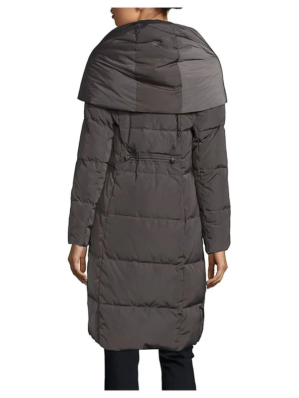 Cole Haan Women's Taffeta Down Double Breasted Zip Front Coat - Navy, Xs