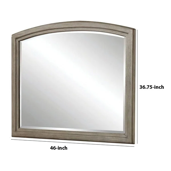 Benjara 46 inch Transitional Style Curved Wooden Frame Mirror, Gray