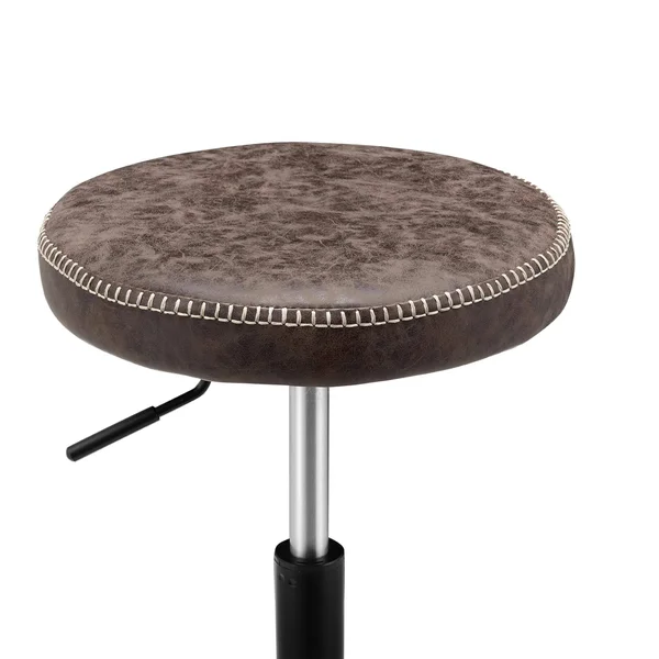 New Pacific Direct Eaton PU Leather Gaslift Backless Swivel Bar Stool, Vintage Coffee Brown