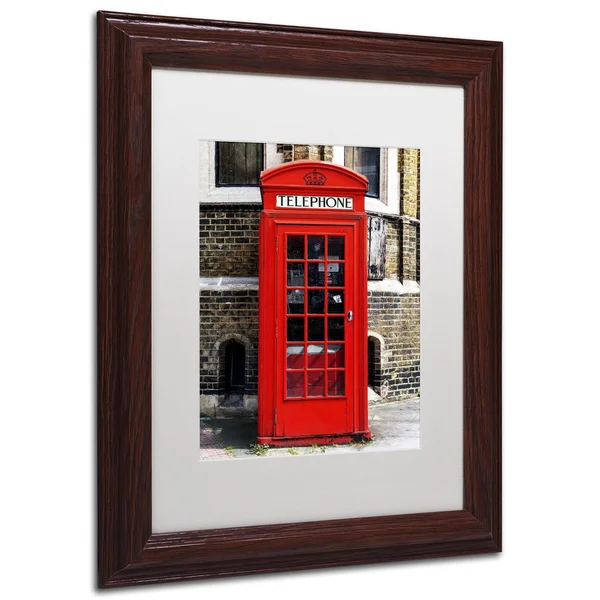 Trademark Fine Art English Phone Booth London Canvas Art by Philippe Hugonnard - White Mat, Wood Frame