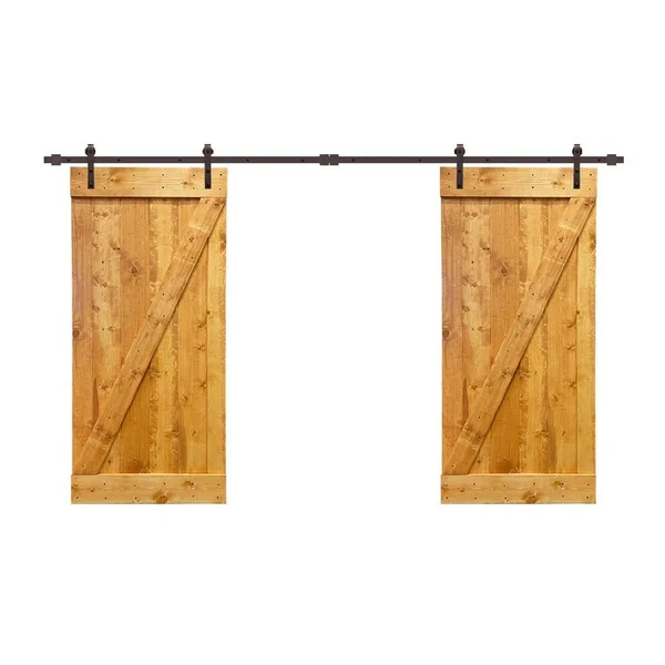 CALHOME Stained Z Bar Double DIY Barn Door w/ Hardware Kit - White - 84 x 84