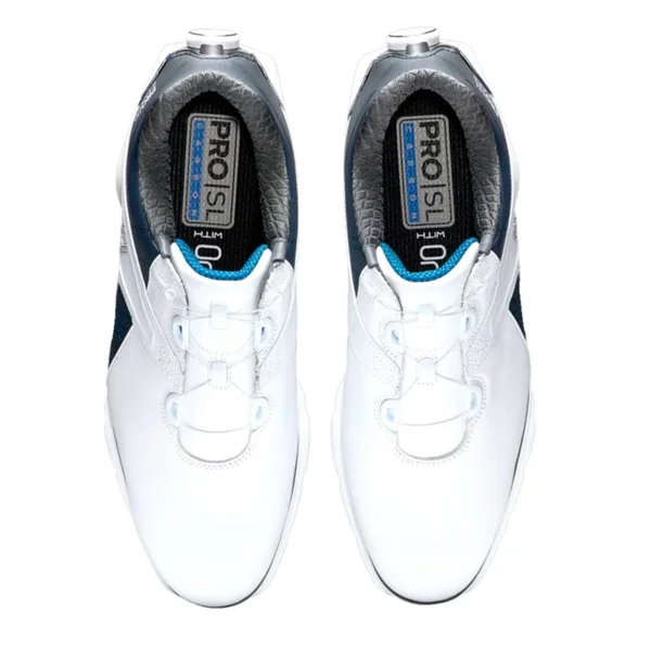 FootJoy Men's Pro|SL Carbon Boa Golf Shoe, White/Navy, 10.5 Wide