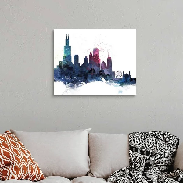 Chicago Watercolor Cityscape II - Canvas Wall Art, 30x24, Great Big Canvas