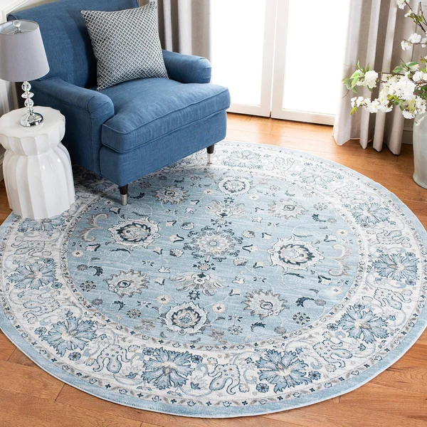 Safavieh Isabella Collection ISA940M Area Rug, 6& 7x22 Round, Light Blue/Cream