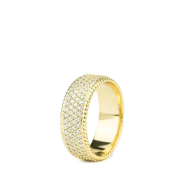 Diamond 4-Row Rope Ring 5 - Gold