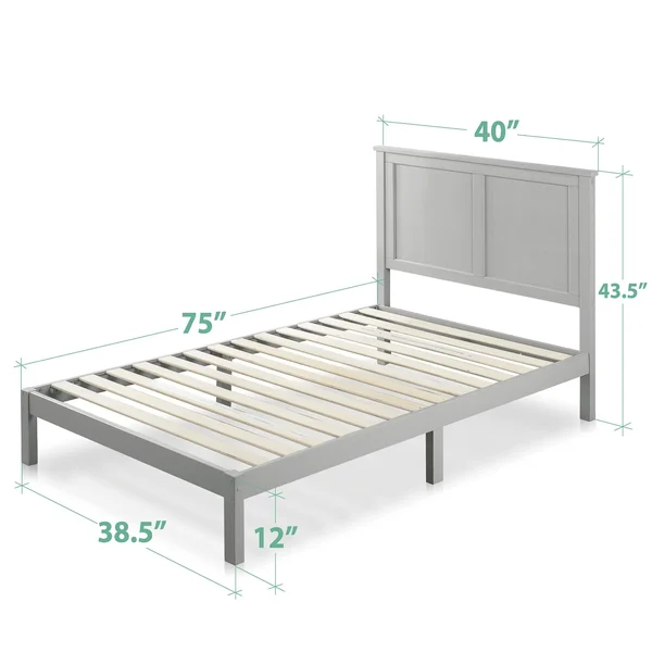 Zinus Wood Country Style Platform Bed with Headboard - No Box Spring Needed, Wood Slat Support, Twin